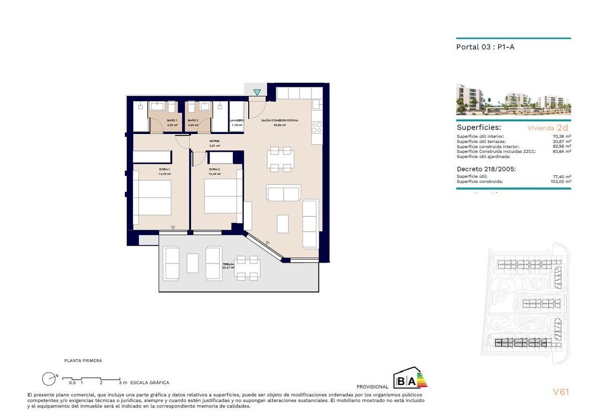 Apartment with 2 bedrooms, 82m² in Almerimar, Spain [ID: 0137-SP0656]