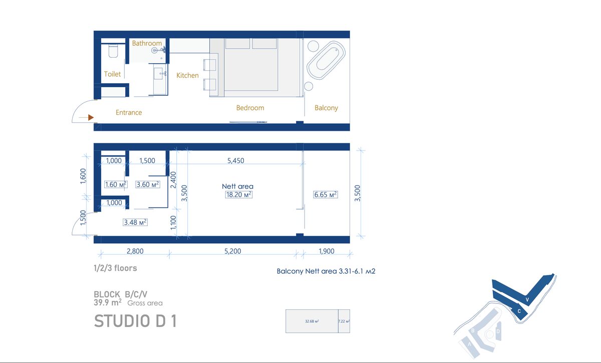 Квартира с 1 спальней, 40м² в о. Бали, Индонезия [ID: 0905-005]