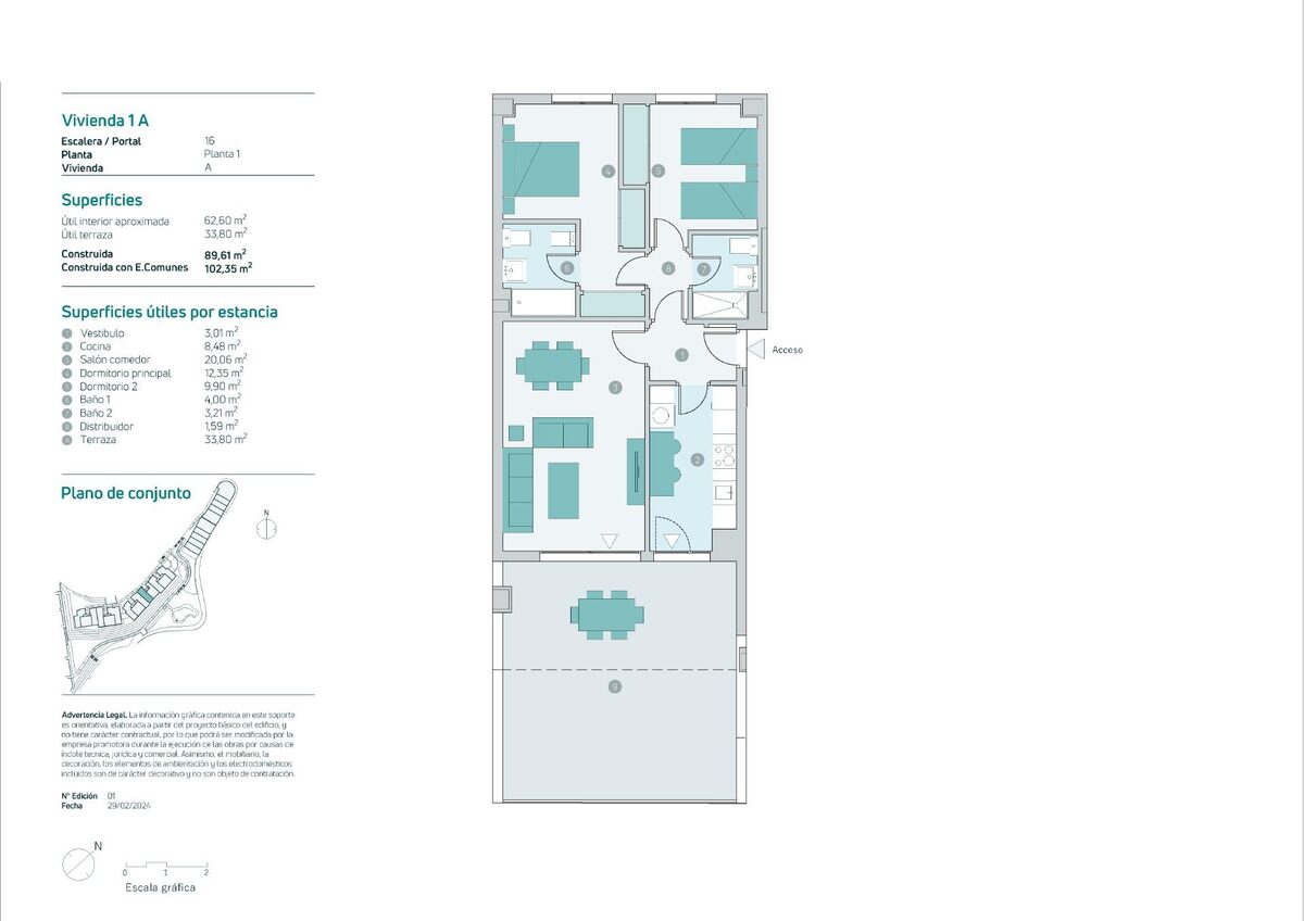 Квартира с 2 спальнями, 89м² в Альмуньекар, Испания [ID: 0137-SP1137]