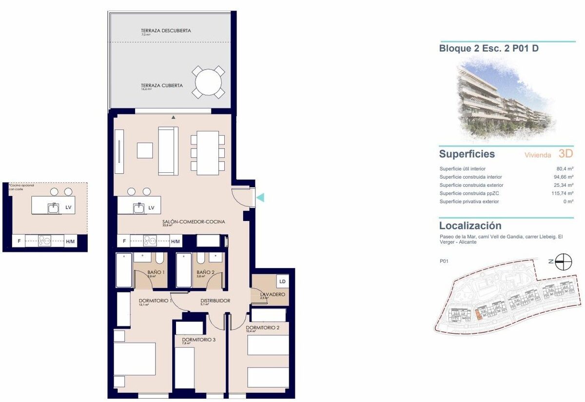 Квартира с 3 спальнями, 113м² в Дения, Испания [ID: 0137-SP1057]