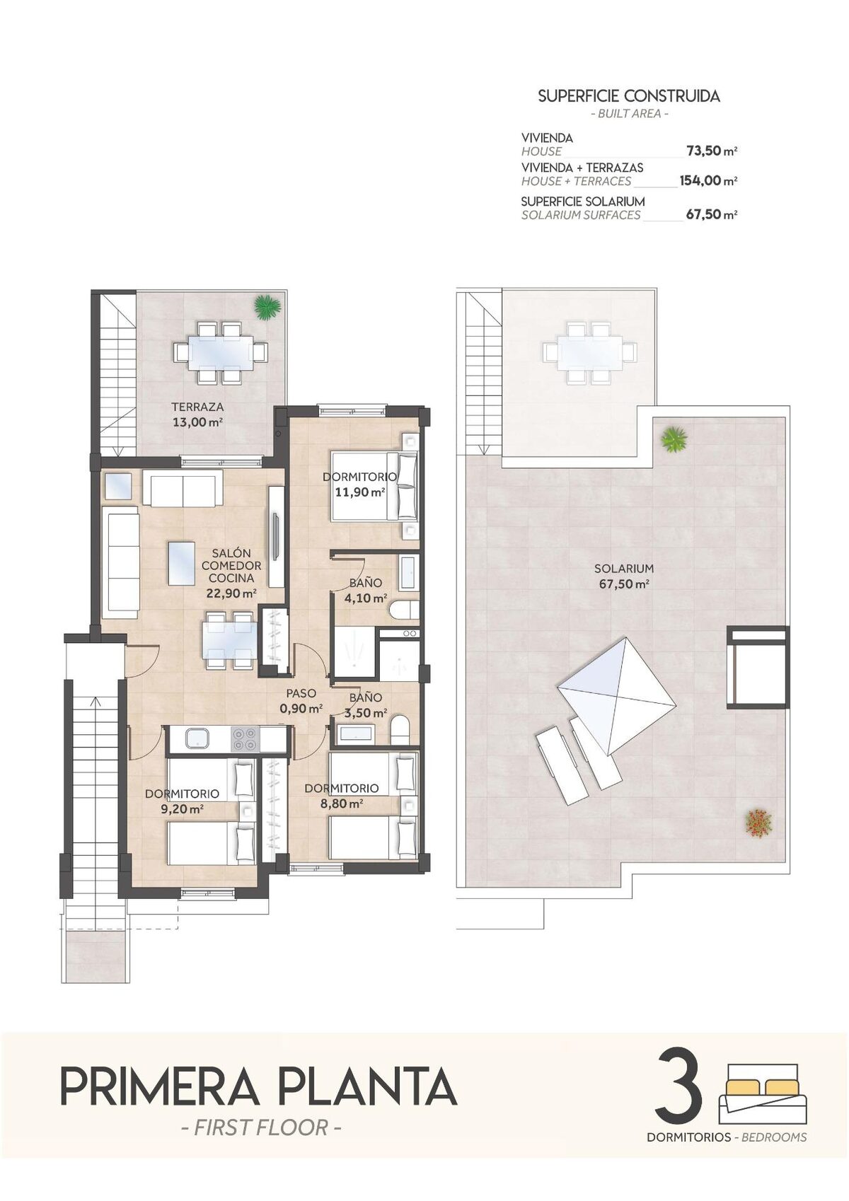 Bungalow with 3 bedrooms, 73m² in San Miguel de Salinas, Spain [ID: 0137-N9141]