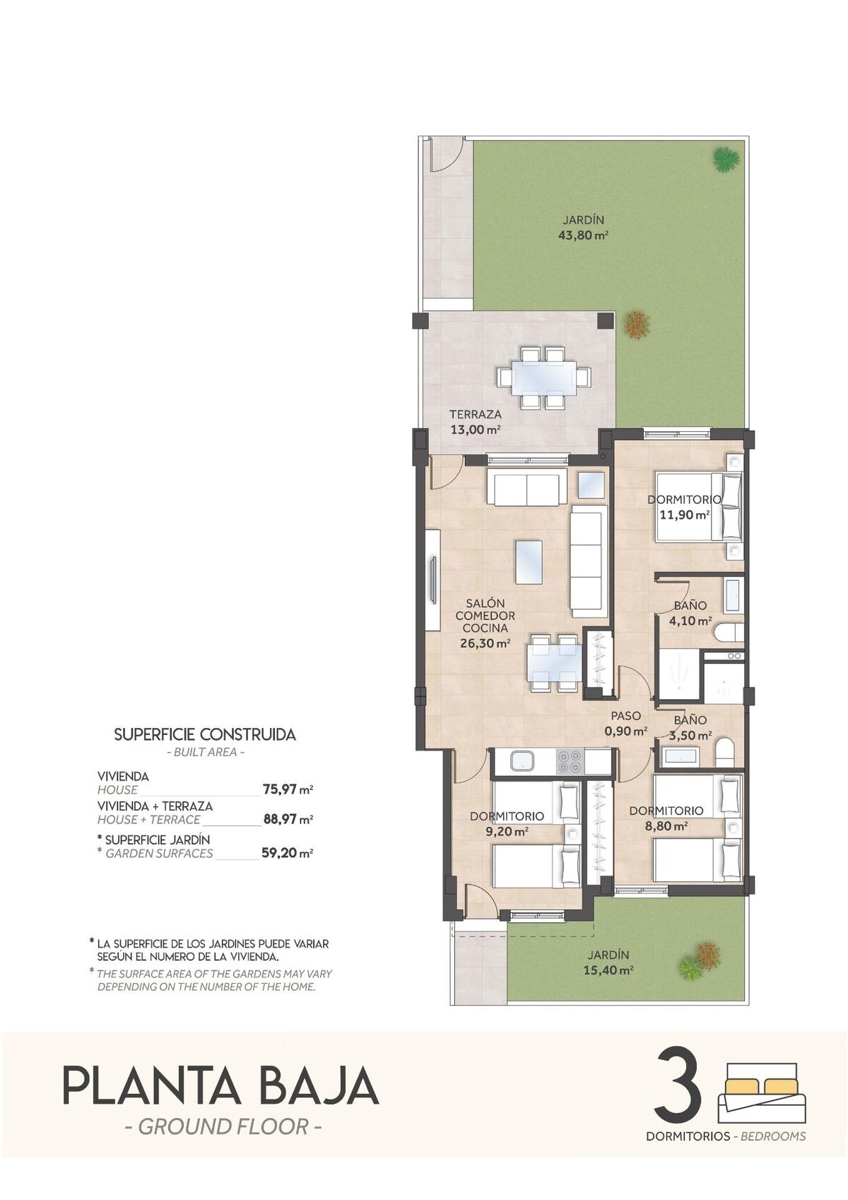 Bungalow z 3 sypialniami, 75m² w Сан-Мігель-де-Салінас, Hiszpania [ID: 0137-N9140]
