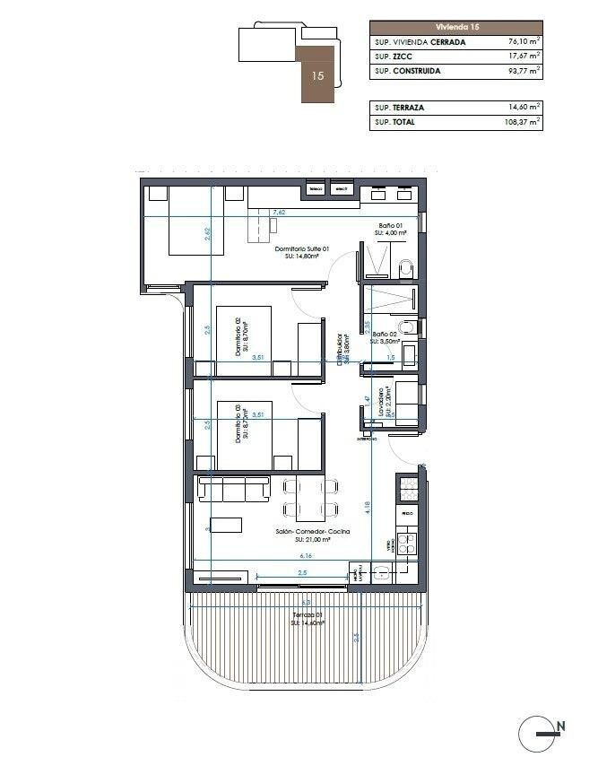 Квартира з 3 спальнями, 93м² в Гуардамар-дель-Сегура, Іспанія [ID: 0137-N9093]
