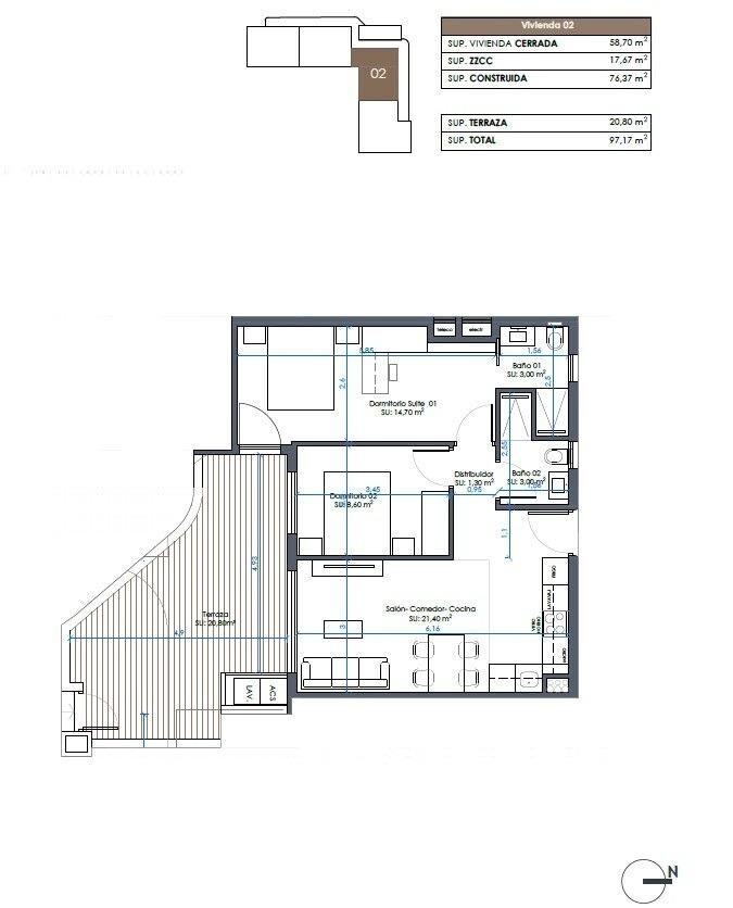 Apartment with 2 bedrooms, 76m² in Guardamar del Segura, Spain [ID: 0137-N9090]