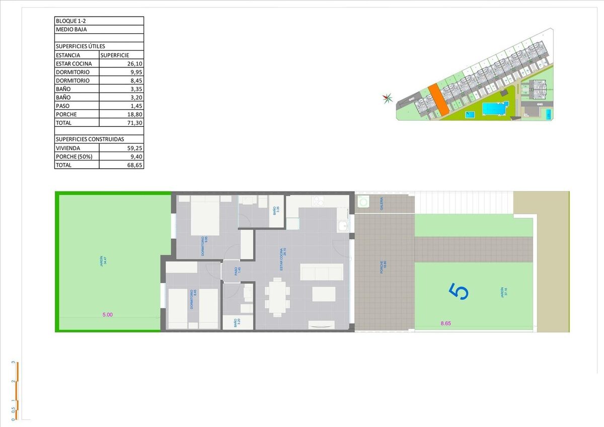 Bungalow with 2 bedrooms, 68m² in Pilar de la Horadada, Spain [ID: 0137-N9063]