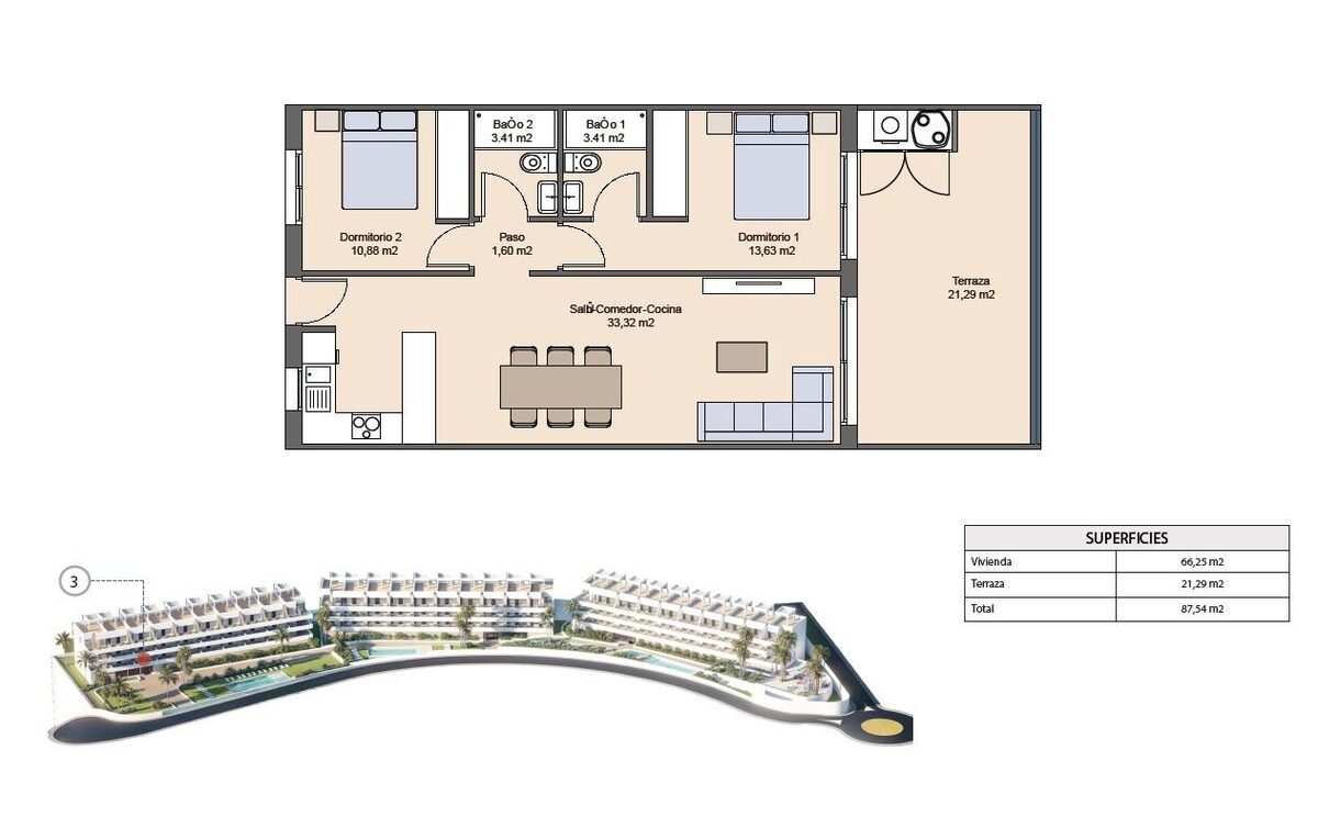Apartment with 2 bedrooms, 66m² in Finestrat, Spain [ID: 0137-N8929]
