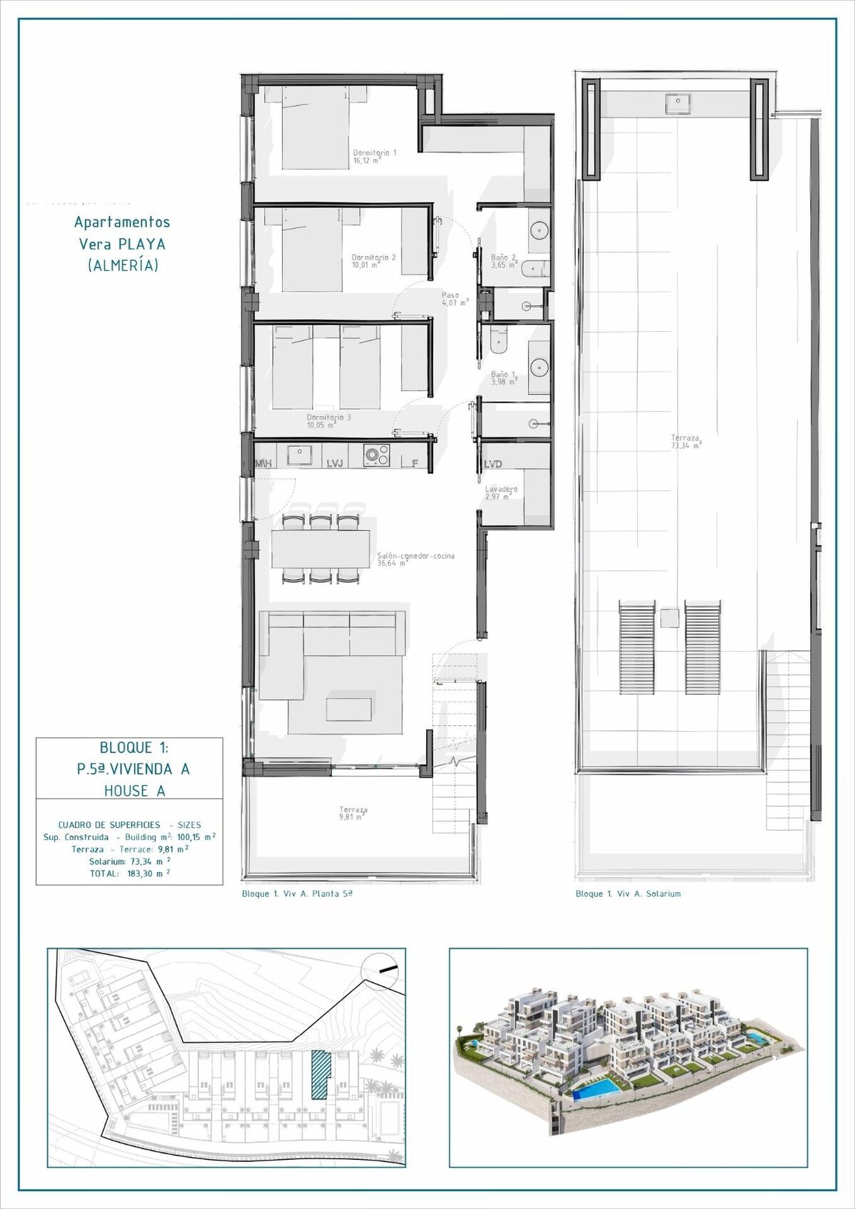Пентхаус с 3 спальнями, 100м² в Вера, Испания [ID: 0137-N8921]
