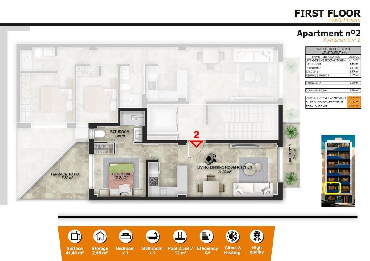 Apartament z 1 sypialnią, 62m² w Torrevieja, Hiszpania [ID: 0137-N8857]