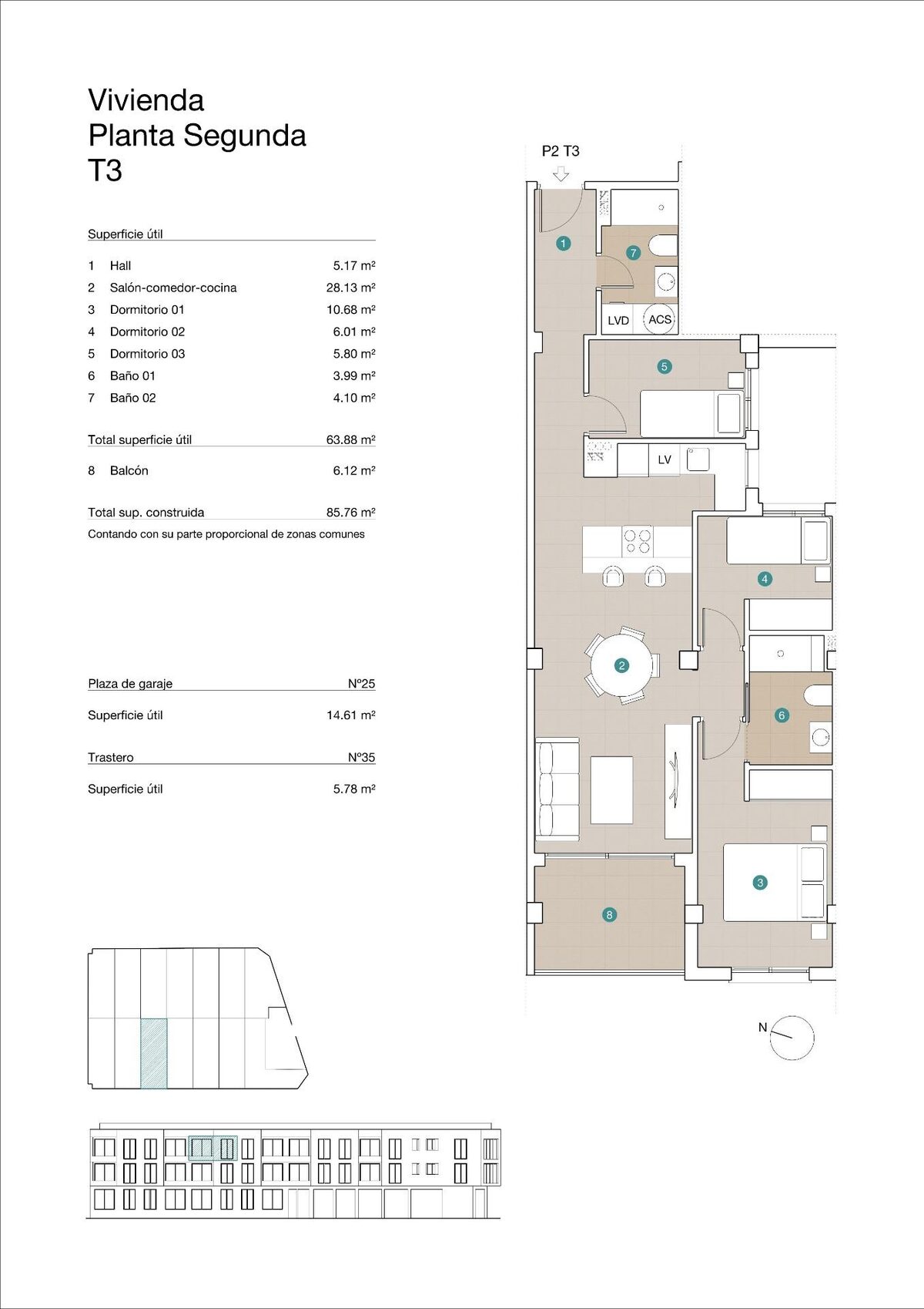 Penthouse z 3 sypialniami, 74m² w Jacarilla, Hiszpania [ID: 0137-N8789]