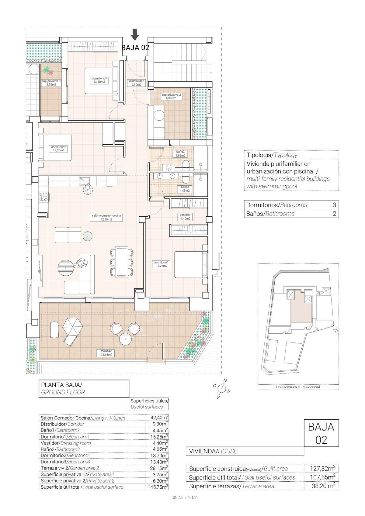 Apartament z 3 sypialniami, 127m² w Hondón de las Nieves, Hiszpania [ID: 0137-N8774]