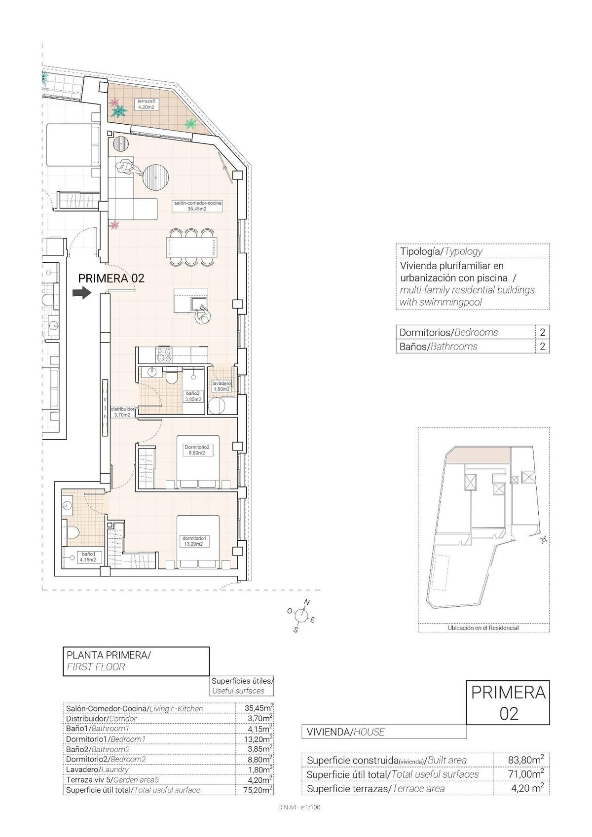 Apartament z 2 sypialniami, 83m² w Hondón de las Nieves, Hiszpania [ID: 0137-N8775]