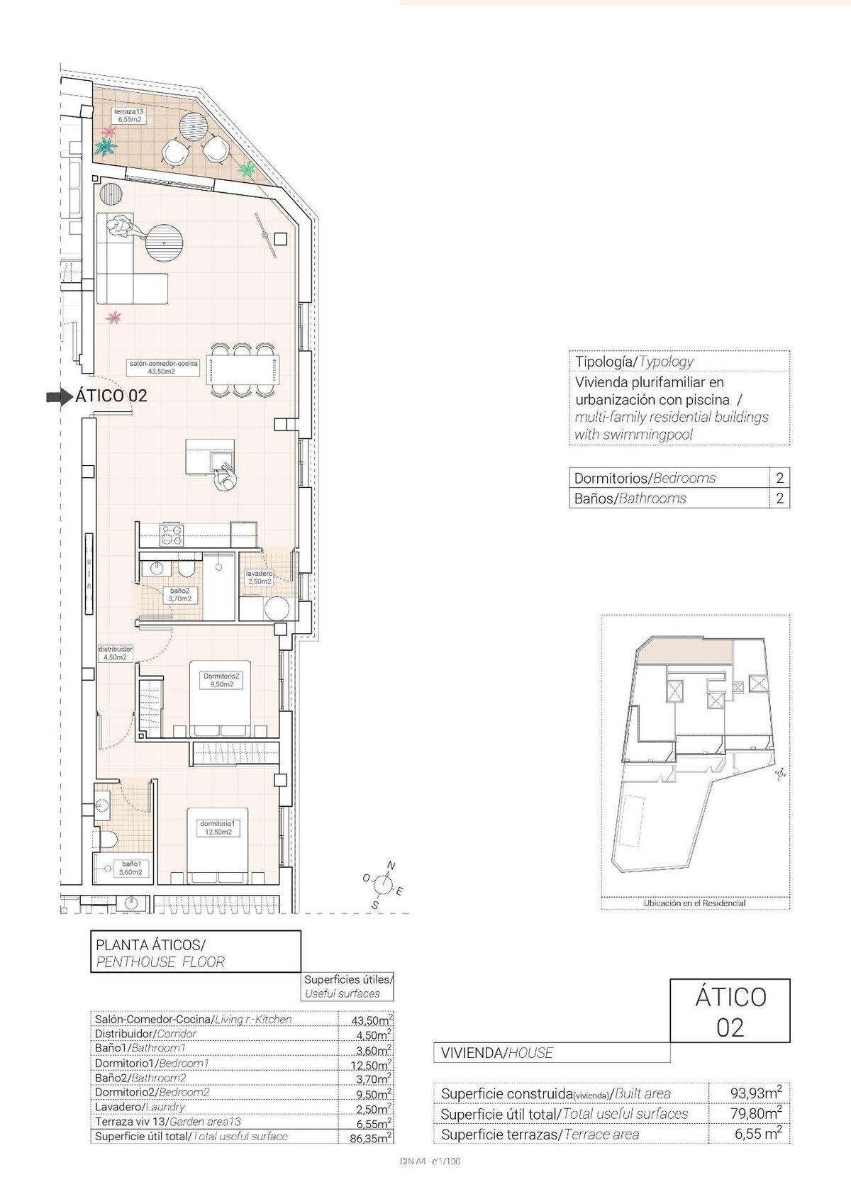 Penthouse z 2 sypialniami, 93m² w Hondón de las Nieves, Hiszpania [ID: 0137-N8777]