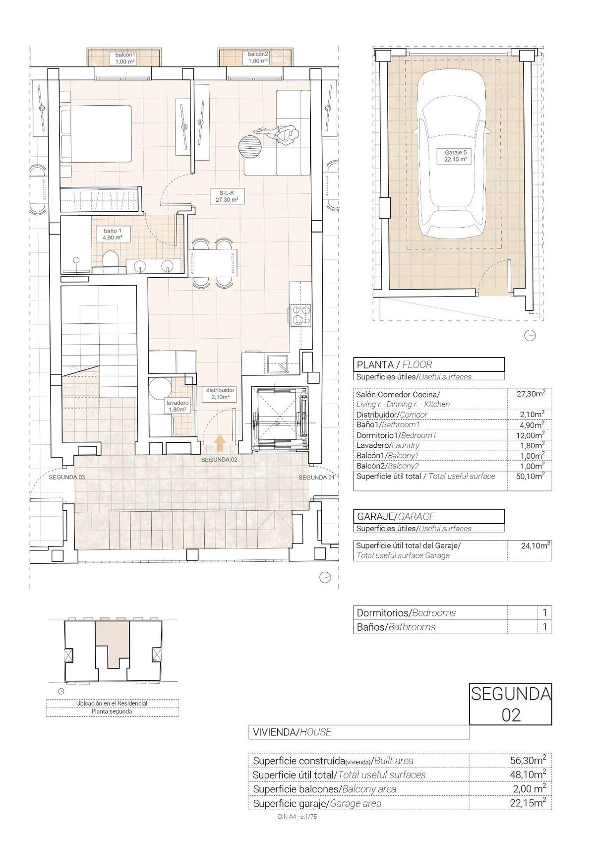 Apartament z 1 sypialnią, 56m² w Hondón de las Nieves, Hiszpania [ID: 0137-N8770]