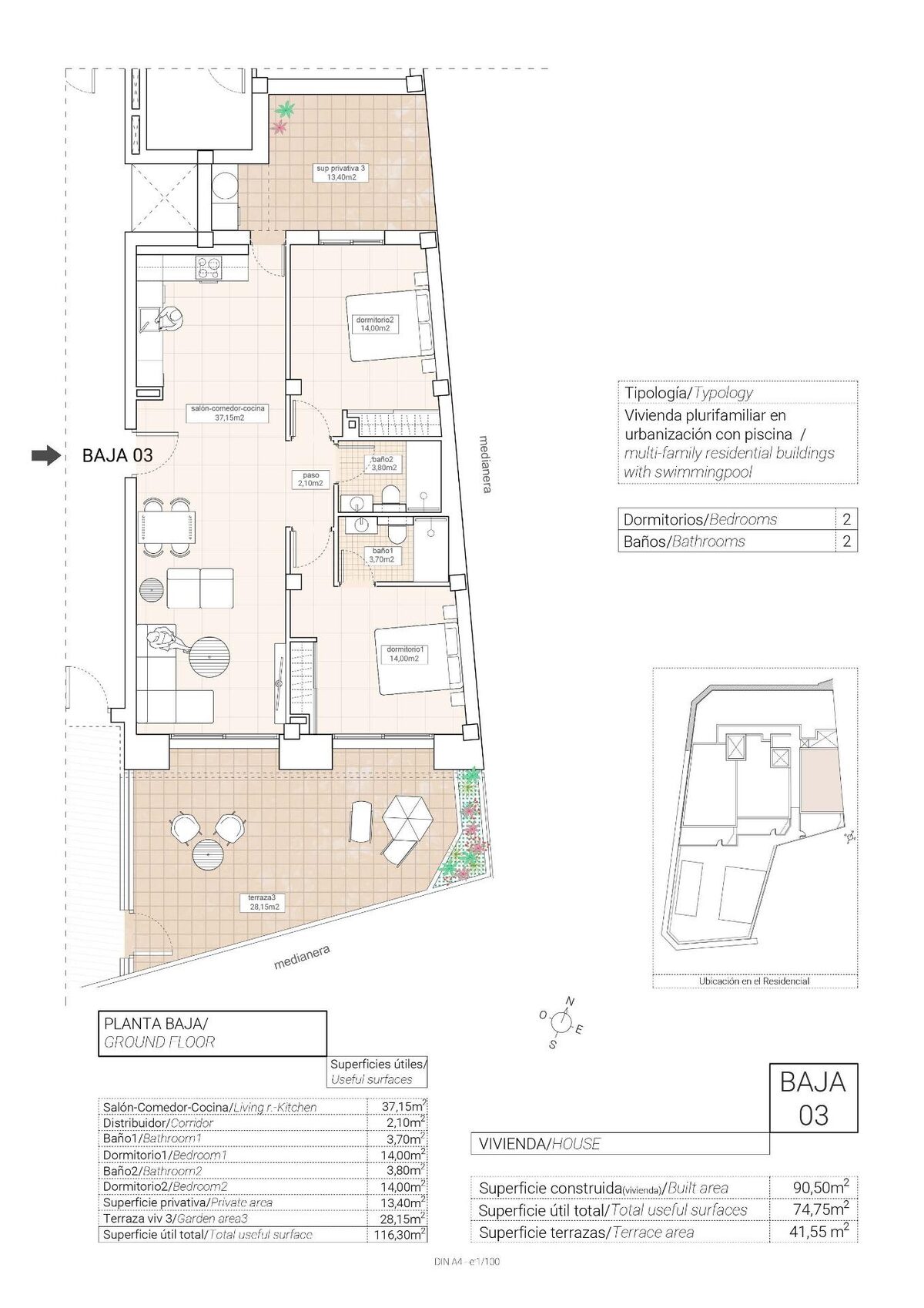 Apartament z 2 sypialniami, 90m² w Hondón de las Nieves, Hiszpania [ID: 0137-N8773]