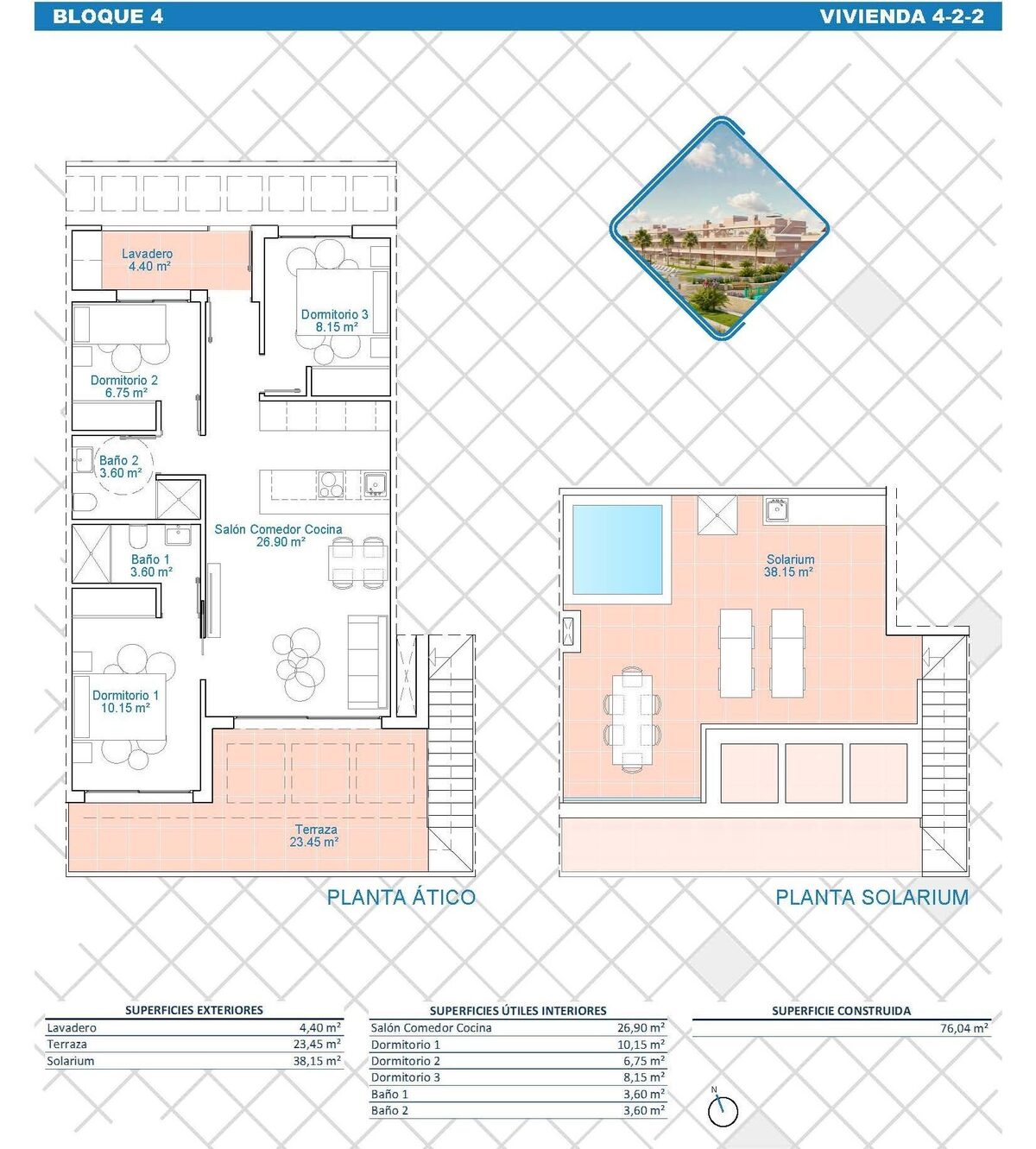 Пентхаус с 3 спальнями, 76м² в Пилар-де-ла-Орадада, Испания [ID: 0137-N8706]