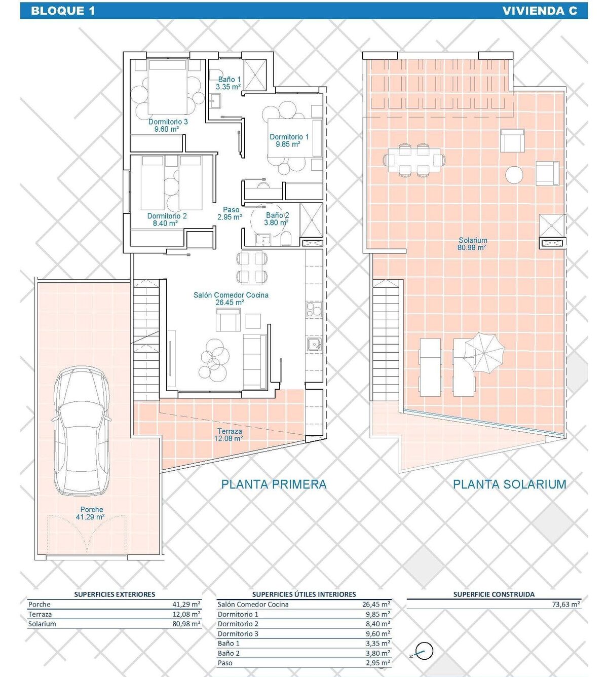 Bungalow z 3 sypialniami, 74m² w Pilar de la Horadada, Hiszpania [ID: 0137-N8708]