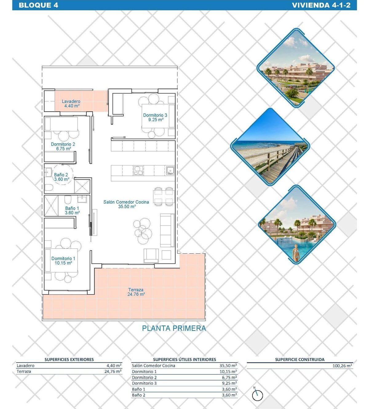 Квартира з 3 спальнями, 100м² в Пілар-де-ла-Орадада, Іспанія [ID: 0137-N8705]