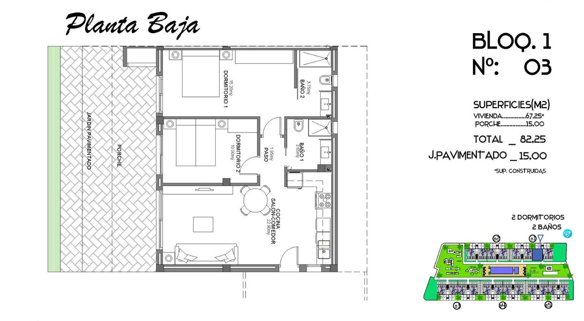 Bungalow with 2 bedrooms, 67m² in Algorfa, Spain [ID: 0137-N8490]