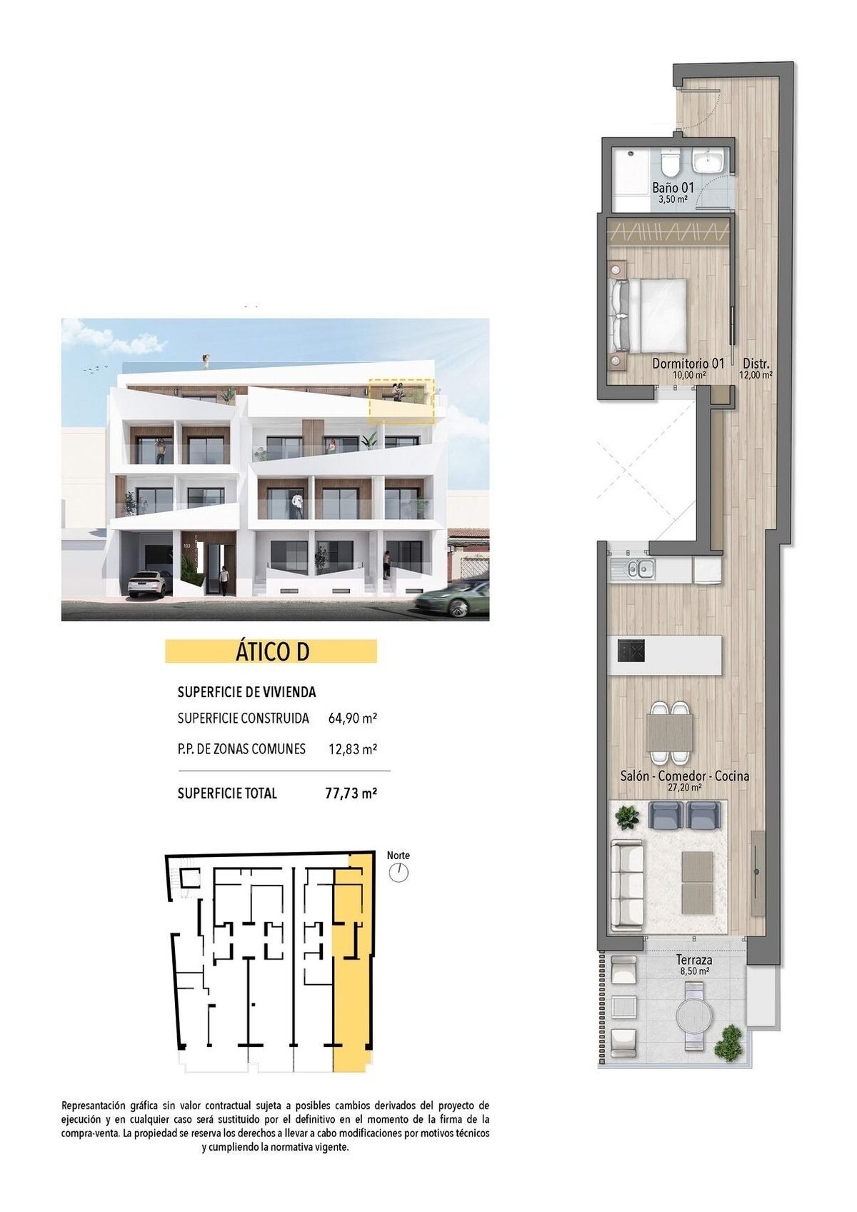 Penthouse z 2 sypialniami, 74m² w Torrevieja, Hiszpania [ID: 0137-N8434]