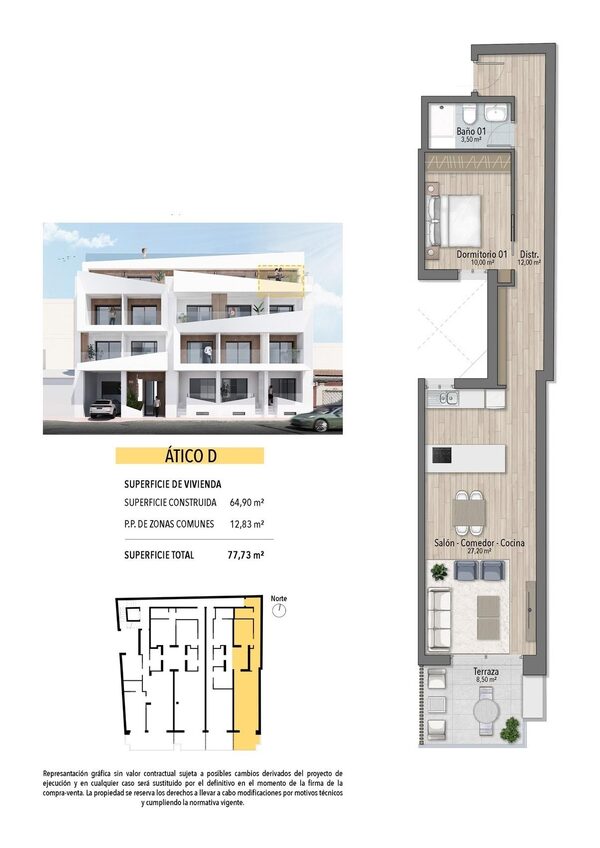 Penthouse w Torrevieja, Hiszpania, 74m² - obraz 12