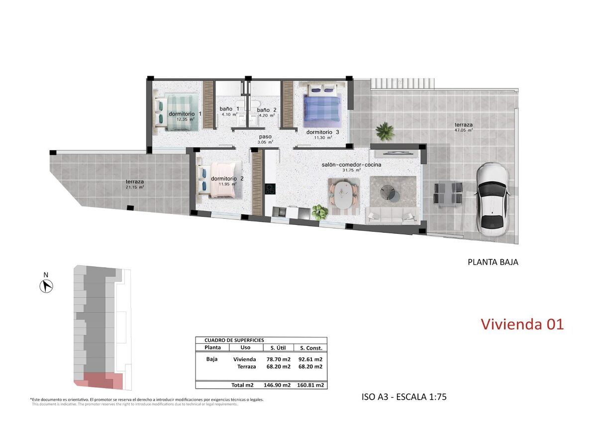Bungalow z 3 sypialniami, 92m² w Pilar de la Horadada, Hiszpania [ID: 0137-N8405]