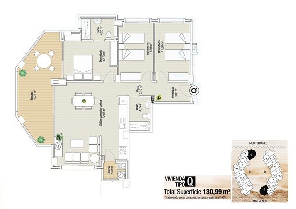 Квартира в Ла-Манга-дель-Мар-Менор, Іспанія, 130м² - зображення 16