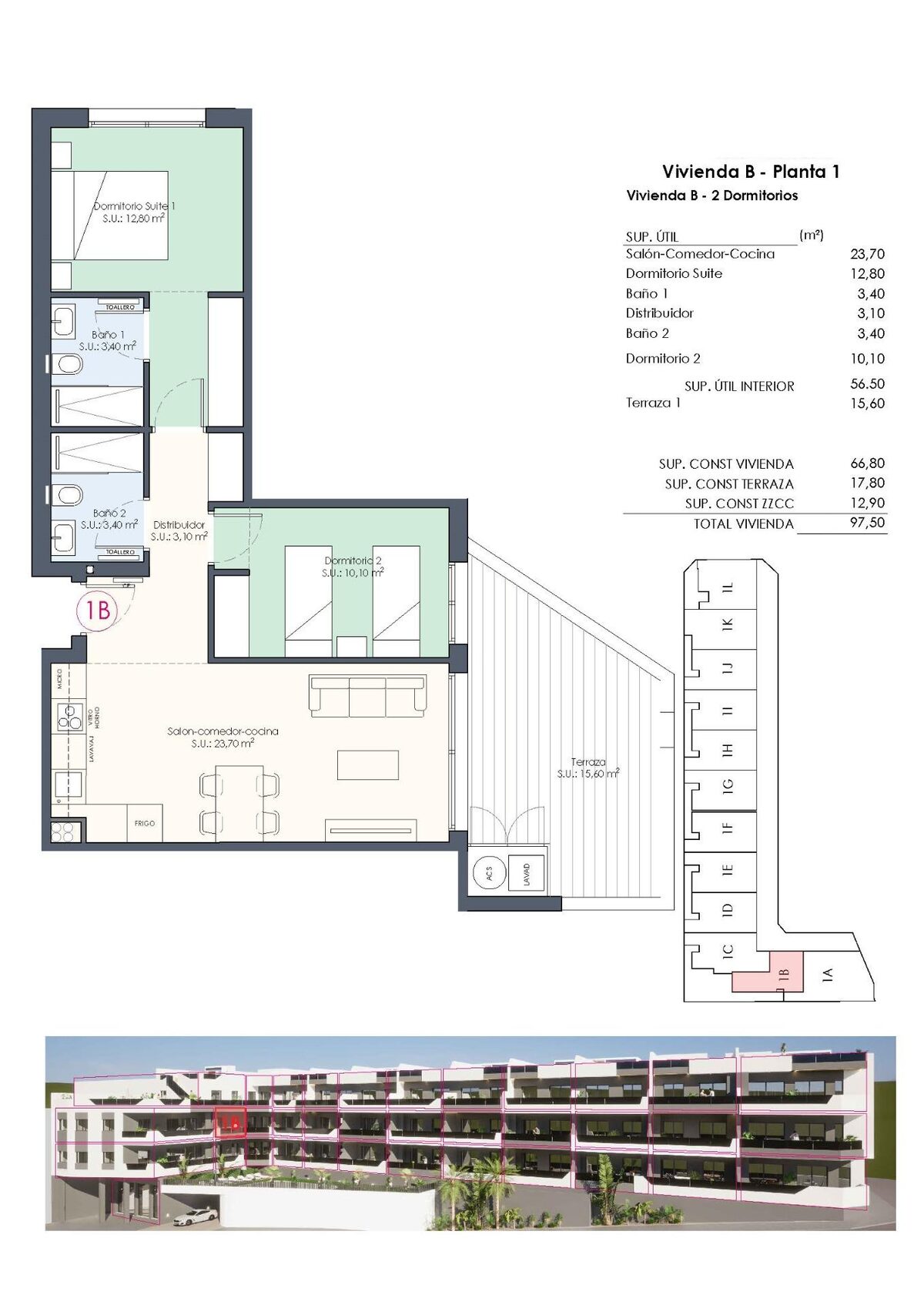 Apartament z 2 sypialniami, 66m² w Benijófar, Hiszpania [ID: 0137-N8202]