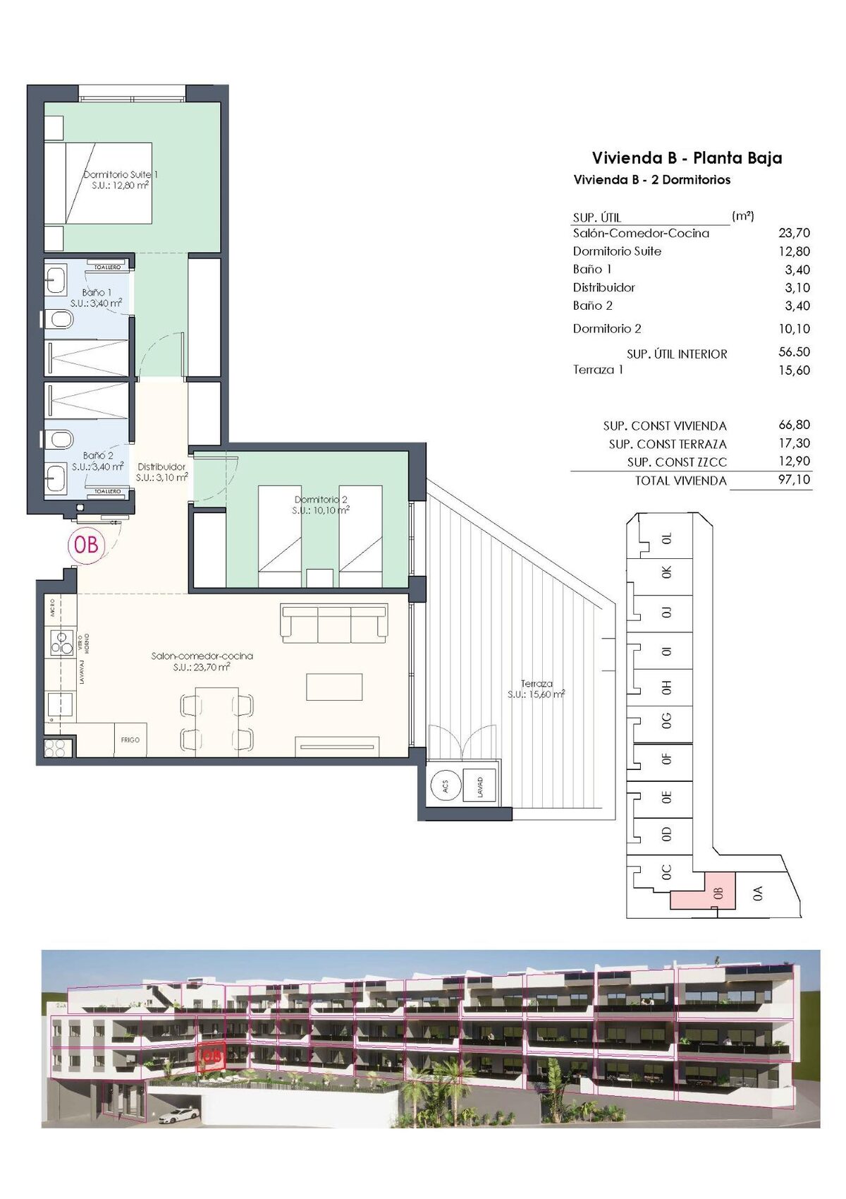 Apartment with 2 bedrooms, 66m² in Benijofar, Spain [ID: 0137-N8199]