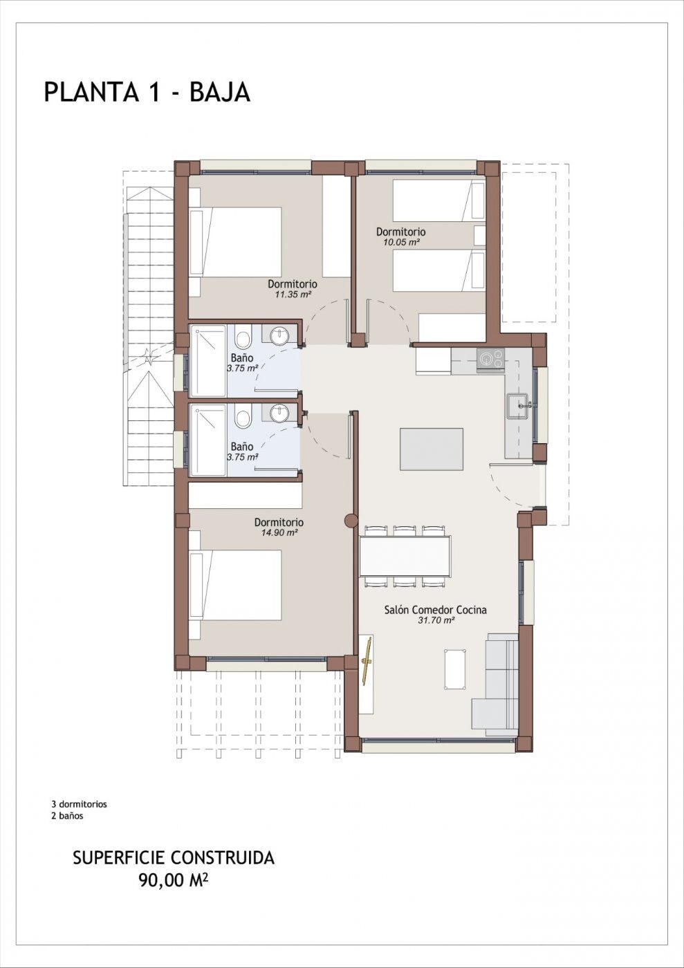 Villa with 3 bedrooms, 90m² in Vera, Spain [ID: 0137-N6256]