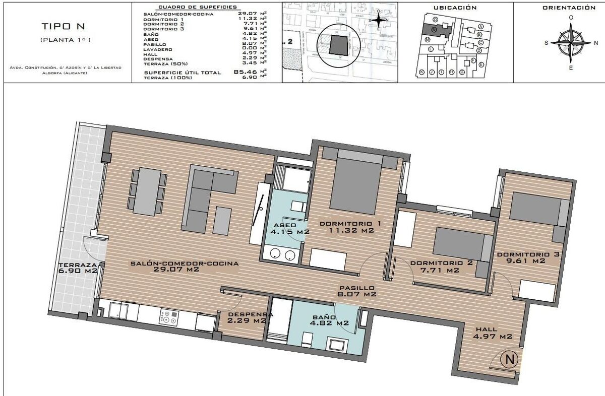 Apartment with 3 bedrooms, 84m² in Algorfa, Spain [ID: 0137-N8098]