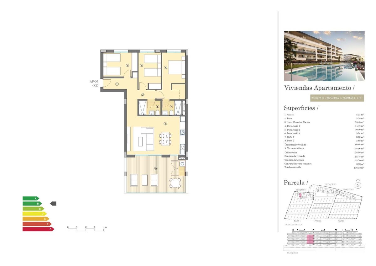 Apartament z 3 sypialniami, 92m² w Mutxamel, Hiszpania [ID: 0137-N7817]