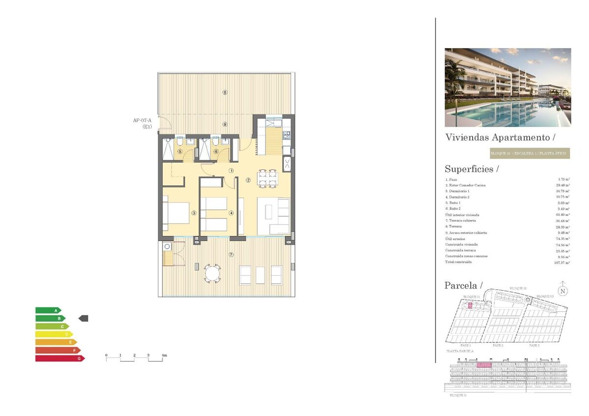 Penthouse z 2 sypialniami, 74m² w Mutxamel, Hiszpania [ID: 0137-N7818]
