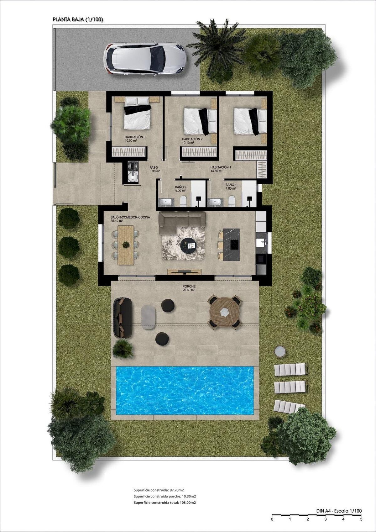 Willa z 3 sypialniami, 108m² w Hondón de las Nieves, Hiszpania [ID: 0137-N7455]