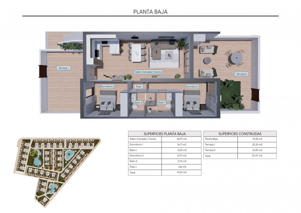 Bungalow z 2 sypialniami, 131m² w Torrevieja, Hiszpania [ID: 0137-N6416]