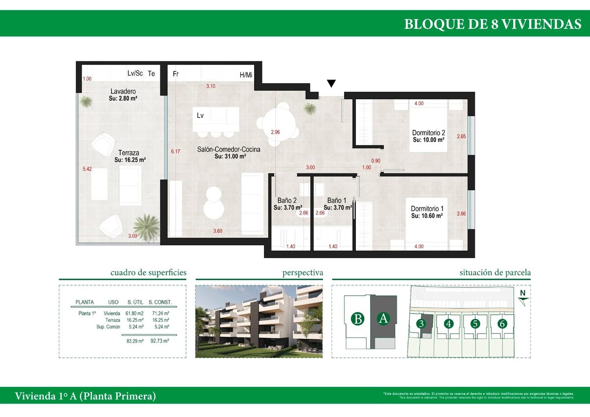 Apartment with 2 bedrooms, 71m² in Alhama de Murcia, Spain [ID: 0137-N2776]