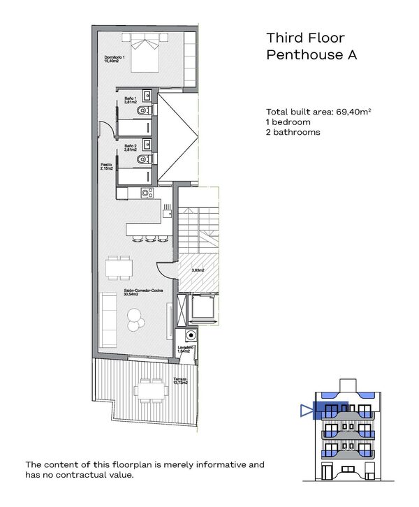 Penthouse w Torrevieja, Hiszpania, 69m² - obraz 8