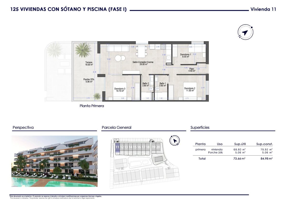 Apartment with 3 bedrooms, 78m² in San Javier, Spain [ID: 0137-N9207]