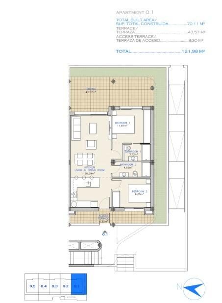 Квартира з 2 спальнями, 68м² в Лос-Алькасарес, Іспанія [ID: 0137-N9187]