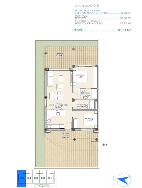 Квартира з 2 спальнями, 68м² в Лос-Алькасарес, Іспанія [ID: 0137-N9187]
