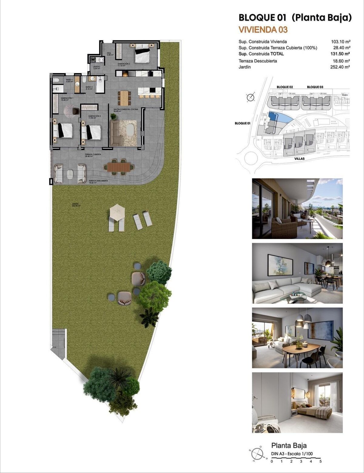 Квартира с 3 спальнями, 103м² в Финестрат, Испания [ID: 0137-N9340]