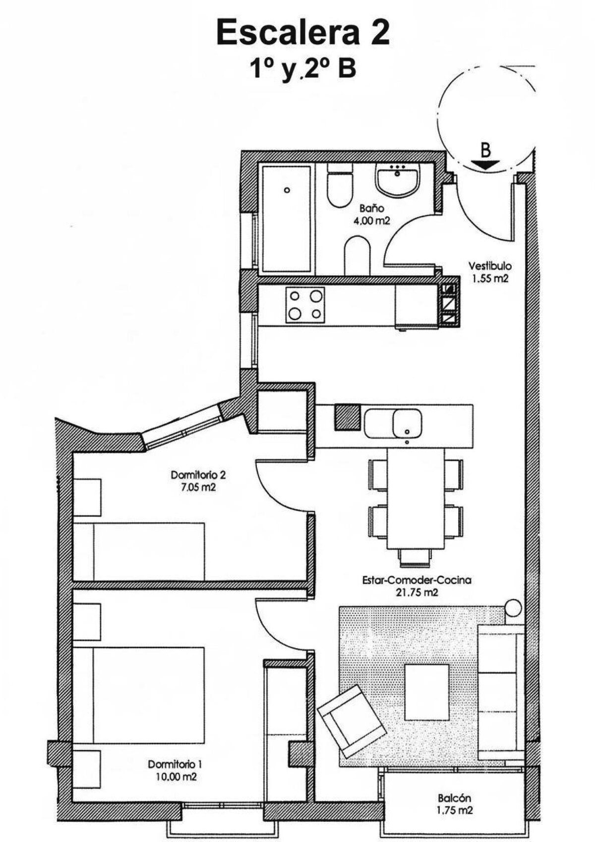 Apartment with 2 bedrooms, 52m² in Aviles, Spain [ID: 0137-N9369]