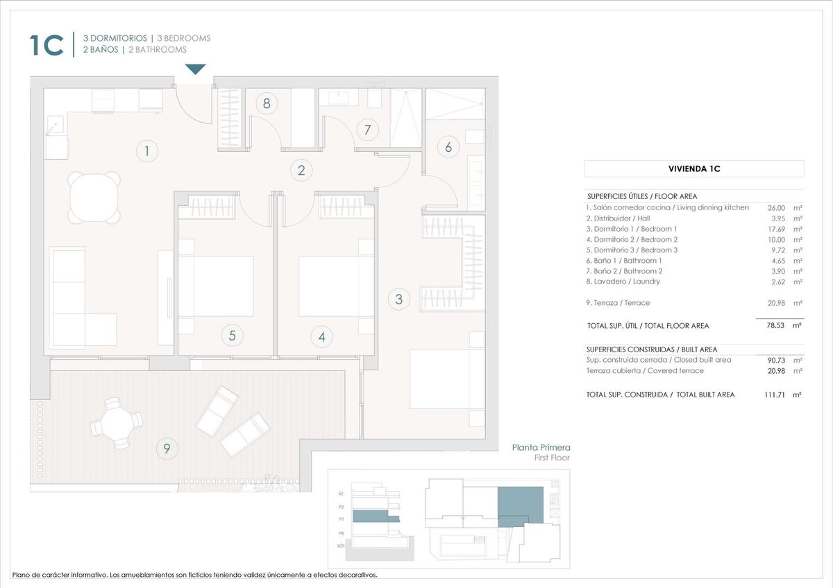 Apartament z 3 sypialniami, 90m² w Benijófar, Hiszpania [ID: 0137-N9417]