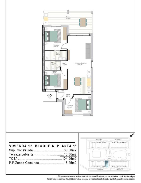 Квартира в Торре-Пачеко, Іспанія, 86м² - зображення 22