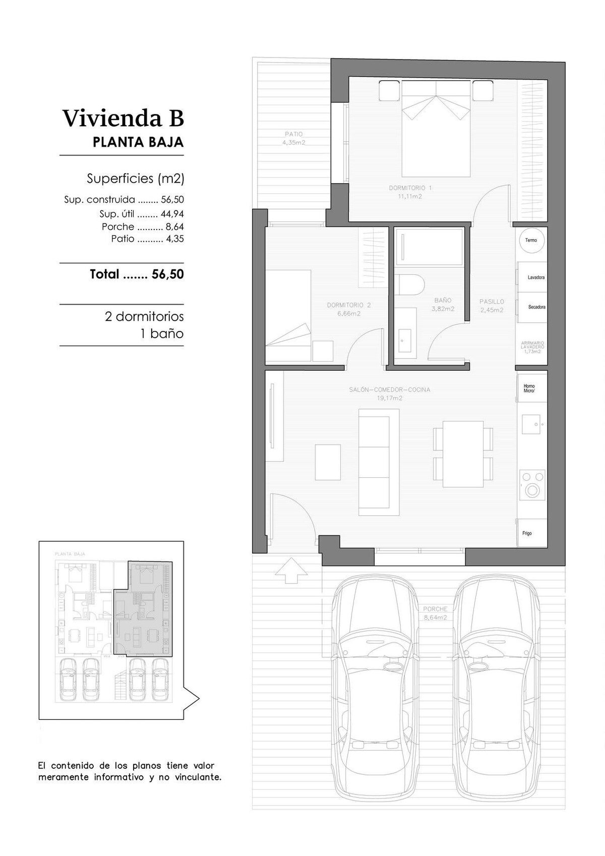 Квартира з 2 спальнями, 56м² в Бенехусар, Іспанія [ID: 0137-N9567]