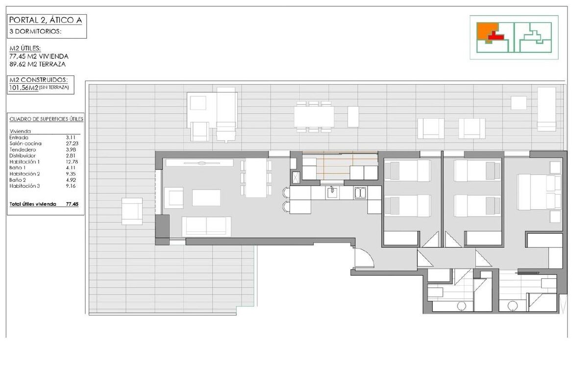 Penthouse z 3 sypialniami, 101m² w Javea Xabia, Hiszpania [ID: 0137-SP1484]