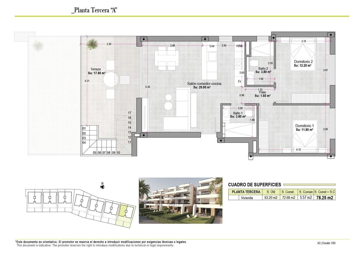 Penthouse z 2 sypialniami, 78m² w Alhama de Murcia, Hiszpania [ID: 0137-N9615]