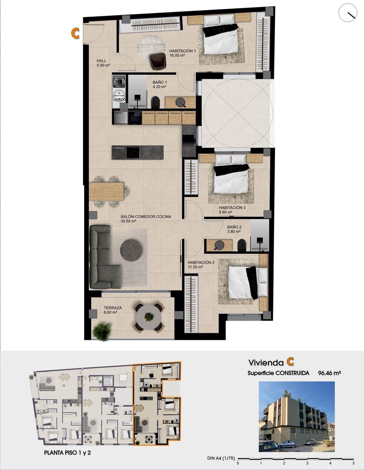 Penthouse with 3 bedrooms, 96m² in Catral, Spain [ID: 0137-N9650]