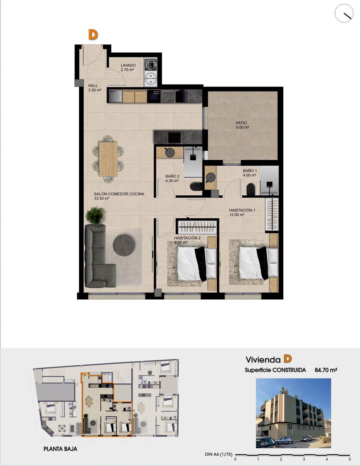 Квартира з 2 спальнями, 84м² в Катралі, Іспанія [ID: 0137-N9645]