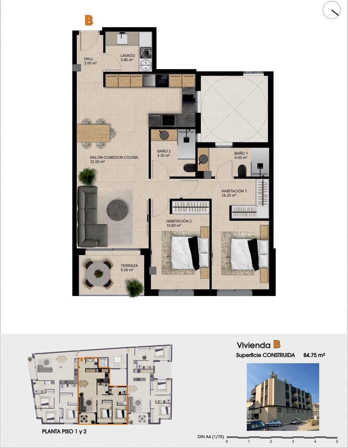 Квартира з 2 спальнями, 84м² в Катралі, Іспанія [ID: 0137-N9647]