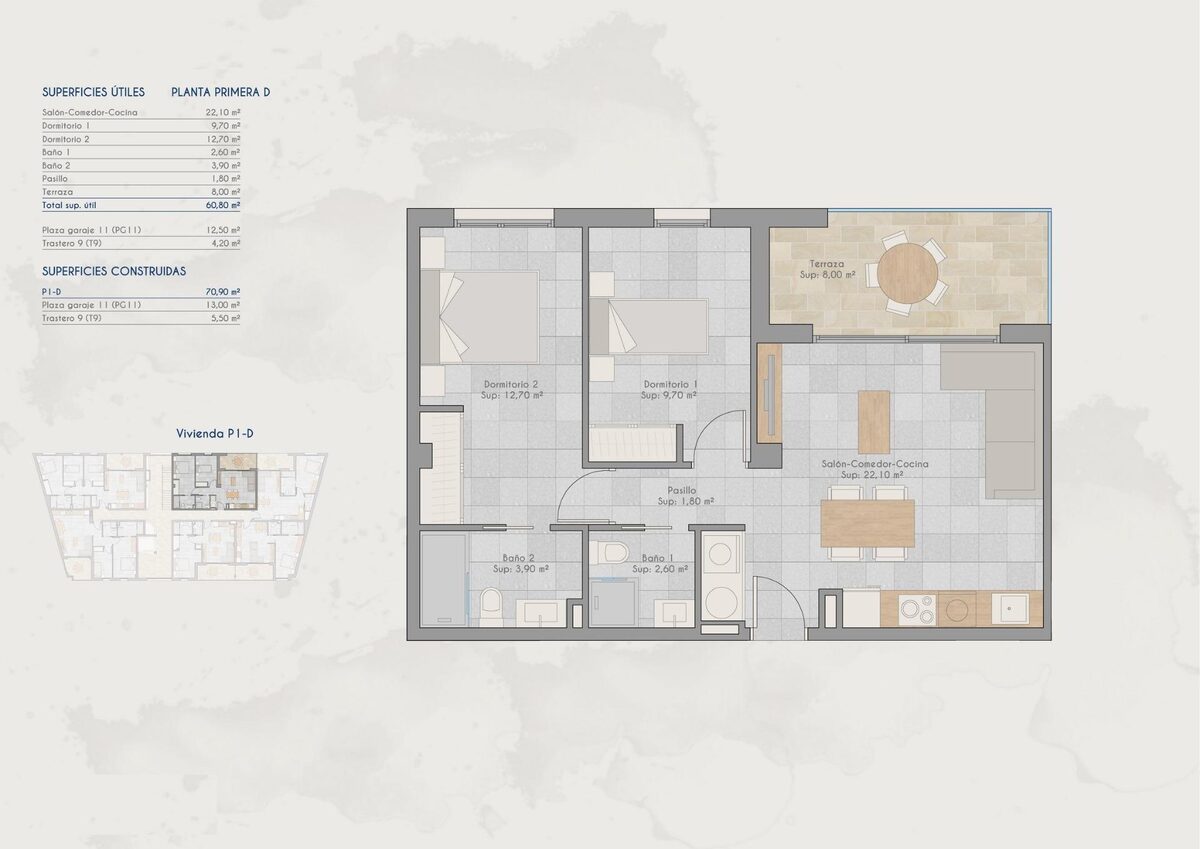 Apartament z 2 sypialniami, 70m² w San Pedro del Pinatar, Hiszpania [ID: 0137-N9621]